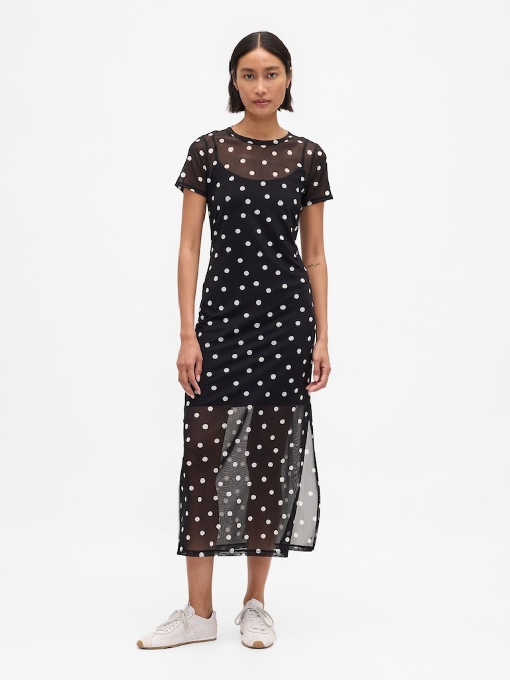 GAP Women’s Polka Dot Black And White Mesh Maxi Dress XL NWT